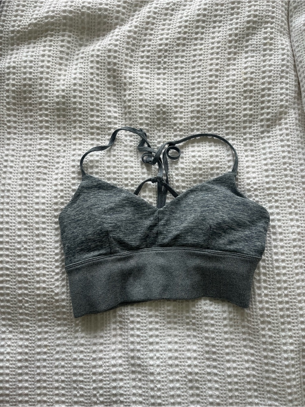 ALO Yoga Heather Dark Gray Strappy Sports Bralette